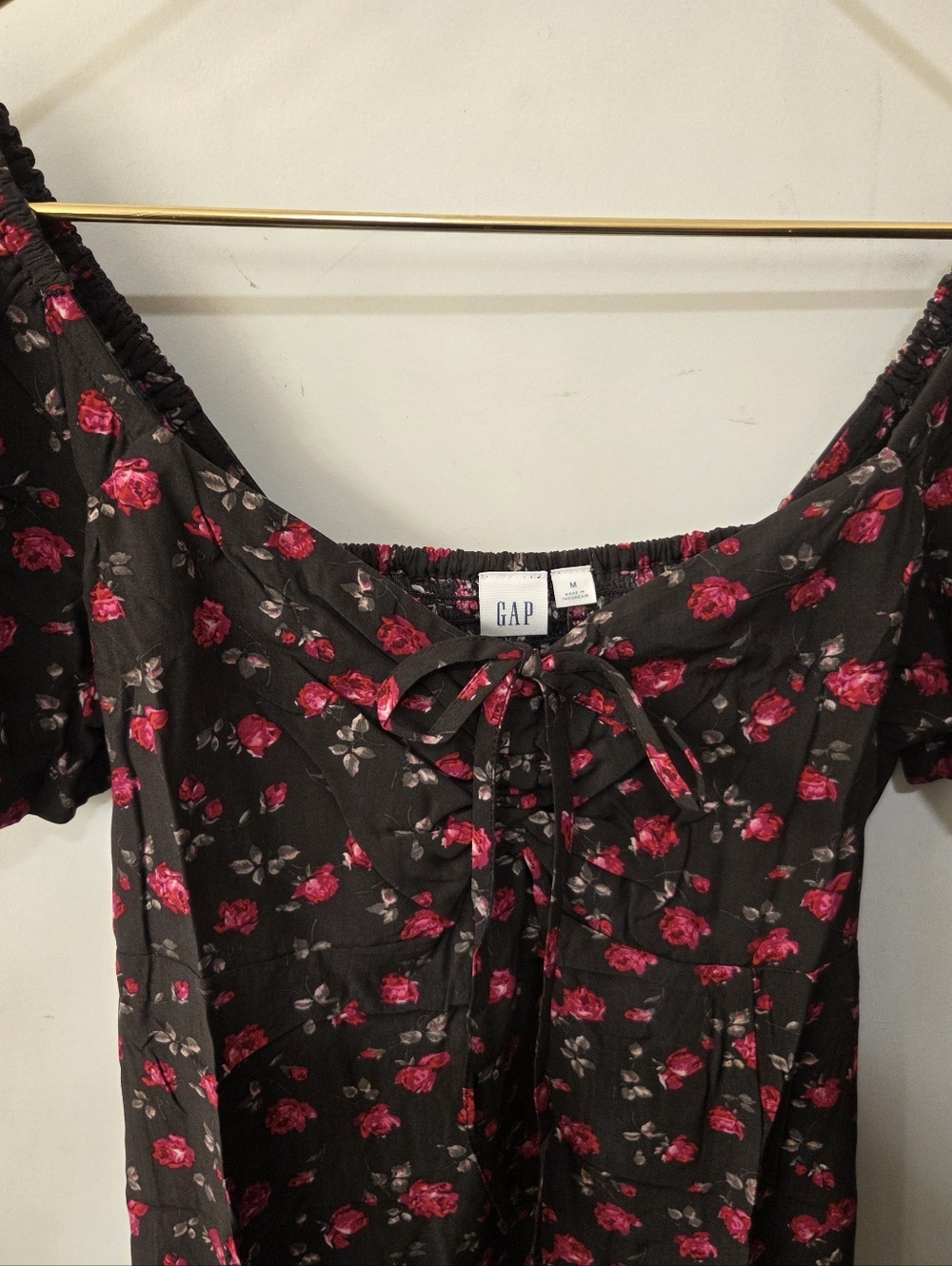 NWT - GAP Brown Floral Puff Short Sleeve Midi Dress - Size XXL - Picture 13 of 16